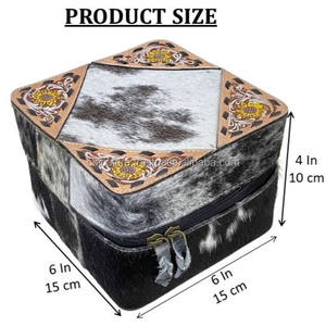 Western Hair On Cowhide Jewelry <b>Box</b> With Hand <b>Tooled</b> Leather Floral Design Velvet Organizer Travel <b>Storage</b> Case For Women Gifts - Product Image 2