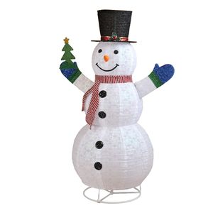 Pupazzo di Neve Pre-Illuminato da 1,75 m con Albero Piccolo, 200 LED Bianchi Caldi, Decorazioni Natalizie da Giardino, Design Facile da Montare - Product Image 3