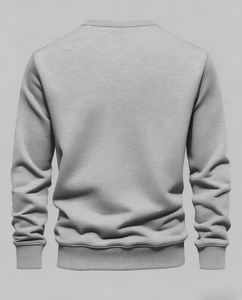 Men's Custom Logo Front Crewneck Sweatshirt Regular Fit 100% Cotton French Terry Fleece 370g Breathable Casual Spring Wear - Product Image 2