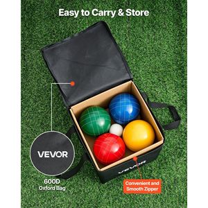 Set di Bocce con 8 Palline in Resina, Pallino 107 mm, Rosso/Verde/Blu/Giallo, 4 Colori, 2 Borse per il Trasporto, Corda di Misurazione, Giochi da Spiaggia - Product Image 5