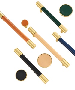 Tiradores de cuero de vaca hechos a mano, tiradores pulidos para armarios y muebles, estilo elegante de amor para cocina y armario - Product Image 2