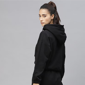 Customize Logo Women Sweat suit with <b>Crop</b> Hoodie Pullover Sweatshirt & Straight Leg Pant <b>Jogger</b> Tracksuits Set in Fleece Fabrics - Product Image 4