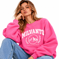 Sweatshirt Wanita Terbaru Warna Pink, Custom, 450 GSM, Bahan Fleece Katun Tebal, Grafis, Premium, Oversized, Drop Shoulder