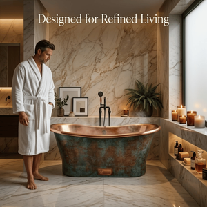 Bañera independiente de cobre de lujo hecha a mano |   Bañera de Hidromasaje Premium con Acabado en Cobre Antiguo para un Baño Moderno Estilo Spa - Product Image 3