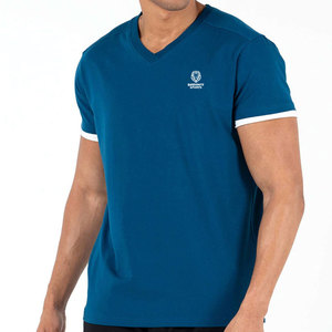 Camisetas con cuello en V para hombre, informales, suaves, transpirables, de algodón, de manga corta, cómodas, a la moda de verano, para entrenamiento y gimnasio - Product Image 1