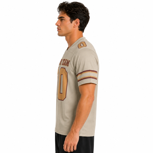 Maillot de football américain pour votre équipe, col en V, manches courtes, imprimé par transfert thermique, maille 100% polyester, unisexe, coupe régulière, adulte - Product Image 4