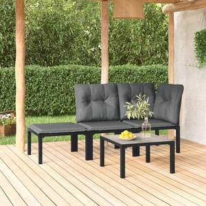 Ensemble de salon de jardin noir et gris pour collection de meubles d'extérieur - Product Image 1