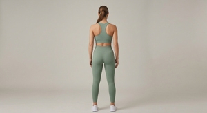 Ensemble de sport côtelé sans couture pour femme avec logo personnalisé, comprenant un legging taille haute anti-transparence et un soutien-gorge de sport, 2 pièces pour la gym et l'entraînement - Product Image 3