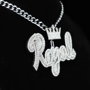 Hip Hop Jewelry Mens Iced Out Custom Letter <b>Pendant</b> 925 Sterling <b>Silver</b> VVS Moissanite Diamond Number Name <b>Initial</b> Logo <b>Pendant</b> - Product Image 2