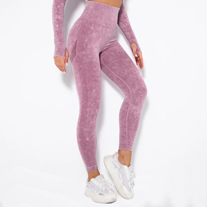 New Style Customized High Waist Hip Hop Knitted Gym Leggings for Women OEM Quick Dry Breathable Workout Seamless - Product Image 4