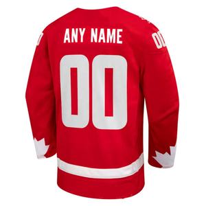 Quantité minimale de commande bas personnalisé 10 pièces de haute qualité en gros hommes femmes adulte maillot de hockey sur glace 100% polyester séchage rapide respirant - Product Image 3
