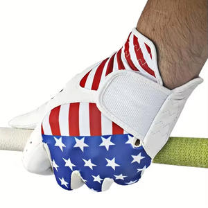 Guante de Golf Personalizado con Logotipo, Transpirable, Antideslizante, Ligero, de Dedo Completo, para Zurdos, Diseño de Bandera Americana, Cuero Cabretta, Deportivo - Product Image 1