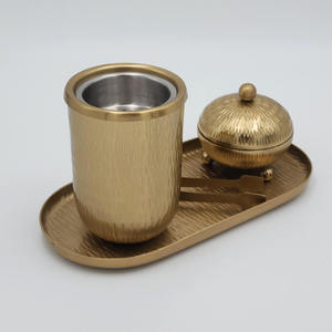 Metal Incense Burner Hand Engraved Design <b>Set</b> With Stainless Steel Cup Lid and Hammered Tray for Home Meditation Aromatherapy - Product Image 1
