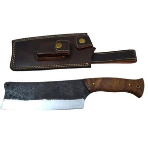 Cuchillos de Carnicero Hechos a Mano con Hoja Ancha de Acero Forjado, Mango Ergonómico de Madera y Funda de Cuero para Corte Profesional de Carne - Product Image 1