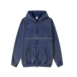 Wholesale Men Heavyweight Fleece Breathable Hoodie Brand Full Zip Coat Pullover Solid Vintage Streetwear Mono Riders - Product Image 2