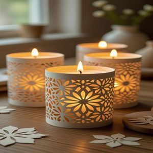Porte-bougies modernes en métal, conçus pour une décoration d'ambiance offrant une lueur douce, un équilibre sculptural et une harmonie. - Product Image 1