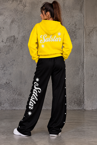 Women’s <b>Yellow</b> Zip Up <b>Hoodie</b> & Black Wide Leg Sweatpants Set Custom Embroidered Streetwear Tracksuit Wholesale Women’s 2 Piece - Product Image 4