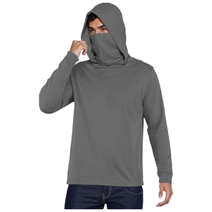 Chemise à manches longues à capuche pour homme, protection UV, couleur unie, polyester, pull-over, vêtements de pêche, haut anti-UV performant - Product Image 3