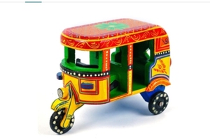 Handmade <b>Wooden</b> Auto Rickshaw Figurine Folk Art Decor Souvenir Gift Freestanding Craft <b>Model</b> - Product Image 2