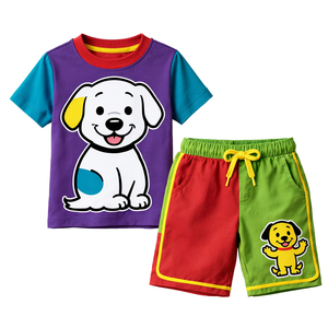 Ensemble été pour enfants en coton, t-shirt et short, vêtements décontractés respirants, taille personnalisée sur mesure - Product Image 3