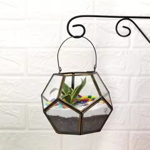 Stylish Accent Metal Terrarium Glass Planter Decorative Indoor Plant Holder Geometric Home Decor - Product Image 2