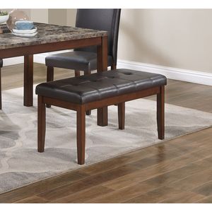 Classic Stylish Espresso Finish 5pc Dining <b>Set</b> Faux Marble Top <b>Table</b> <b>Bench</b> 3x Chairs Faux Leather Cushions for Kitchen Dinette - Product Image 5