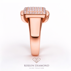 Premium <b>mens</b> diamond signet <b>ring</b> solid 18K rose gold square set round lab grown diamonds bold contemporary design luxury fa - Product Image 5