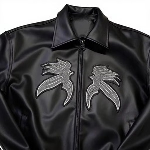 Blouson Bomber en Cuir Écologique Respirant et Imperméable pour Homme, Personnalisé, Coupe-Vent, avec Broderie Médaillon et Doublure en Fourrure – Vente en Gros - Product Image 3