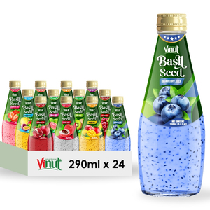 VINUT Boisson aux graines de basilic Saveur de myrtille 290ml Échantillon gratuit Fabricant OEM ODM Marque privée Vente en gros ISO - Product Image 2