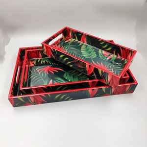 Plateau de service de luxe fait main en os incrusté, plateau décoratif artisanal, qualité standard, fabriqué en Inde, produit le plus vendu d'Inde. - Product Image 5