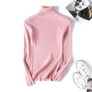 Suéter de Punto Acanalado Casual de Manga Larga con Cuello Alto Azul Marino para Mujer, 100% Acrílico, Antipilling, para Otoño - Product Image 5
