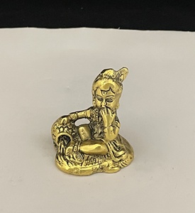 Nieuwe Aankomst Handwerk Messing Metalen Vergulde Kleine Size Zitten <span class=keywords><strong>Krishna</strong></span> Standbeeld Voor Huisdecoratie En Gifting