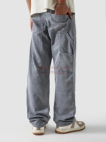 Pantalon cargo baggy en jean délavé pour homme, haute qualité, personnalisé, décontracté, écologique, anti-boulochage, infroissable, 100% coton