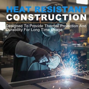 Gants de soudage en cuir de vachette renforcé de haute qualité à manchette longue, résistants à la chaleur et aux étincelles, pour la lutte contre les incendies - Product Image 6