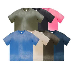 Camiseta de Algodón Grueso Retro de Alta Gama Personalizada con Hombros Caídos, Camiseta Unisex con Efecto Desgastado por el Sol - Product Image 3