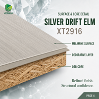Panneau de bois aggloméré orienté (OSB) mélaminé Jinbase SXT2916 Silver Drift Elm 18 mm E0 1220x2440 mm pour meubles et menuiseries