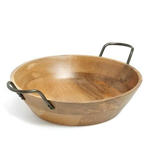 Awesome Decorative Wooden Serving Bowls With Metal Handle Salad Bowl for Home and Restaurants Soup <b>Pasta</b> Food Serving Bowls - Product Image 3