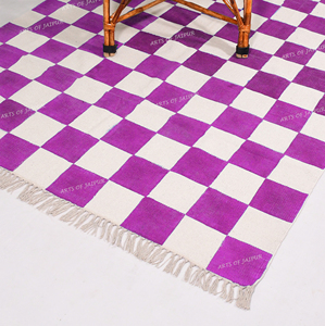Traditional Indian Craft Bohemian Style Cotton Rug Handmade Eco-Friendly Geometric Pattern Area <b>Carpet</b> Custom Made Floor - Product Image 4