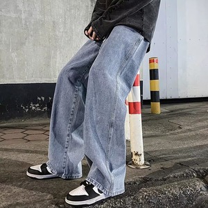 New Streetwear Loose <b>Jeans</b> Men Korean Style Fashion Loose Straight Wide Leg Pants Men's Brand Streetwear Autumn Cotton Woven - Product Image 5