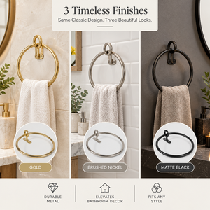 Loop Top Fastened Gold Towel Ring Heavy Duty Brass Wall Mount Hand Towel Holder Vintage Style Bathroom Hardware Rack - Product Image 3