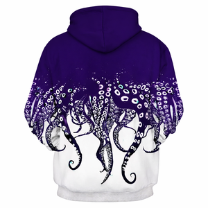 Sudadera con capucha de moda para hombre, personalizada, con estampado de pulpo morado oscuro, ecológica, de secado rápido, para invierno, servicio OEM, sudadera con capucha a la moda. - Product Image 2
