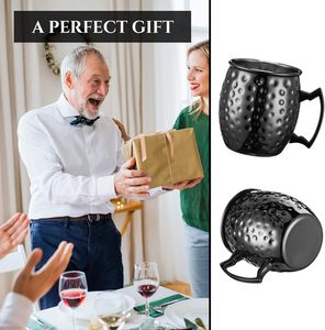 Tasses à Moscow Mule en acier inoxydable martelé avec revêtement noir, pour boissons froides, café, bière, vin, boissons réfrigérées - Vente en gros fabricant - Product Image 6