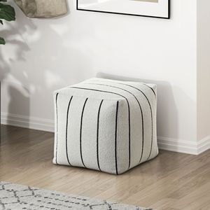 Pouf Moderno Quadrato Bianco in Tessuto Jacquard Antiscivolo, 1 Pezzo, Sedia a Sacco, Pouf Ottoman Antiscivolo - Product Image 1