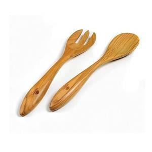 Juego de Servidores de Ensalada de Madera Natural Rústica, Ecológicos, Aptos para Lavavajillas, Utensilios de Cocina de la India - Product Image 1