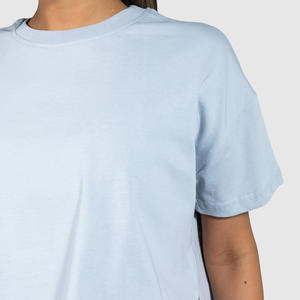 Camiseta Corta Deportiva con Cuello Redondo y Logotipo Personalizado, de Algodón, de Alta Calidad, Tejida, para Verano, Talla Grande, Estilo Casual - Product Image 4