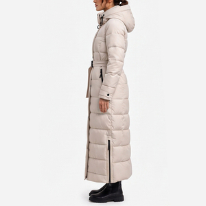 Abrigo acolchado maxi de moda para mujer, chaqueta de plumón con cremallera de alto rendimiento, logotipo personalizado, parka de invierno para mujer. - Product Image 4