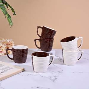 Handmade Glazed Ceramic <b>Mug</b> Set of 6 Terracotta Flow Brown Large Capacity <b>Tea</b> <b>Mugs</b> Microwave Safe Eco-Friendly INS Style - Product Image 6