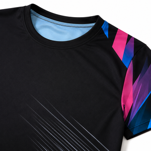 Unisex Black Sublimated Tennis <b>T</b>-<b>Shirt</b> Short Sleeve Geometric Print Moisture Wicking Relaxed Fit All Seasons Customizable Custom - Product Image 3