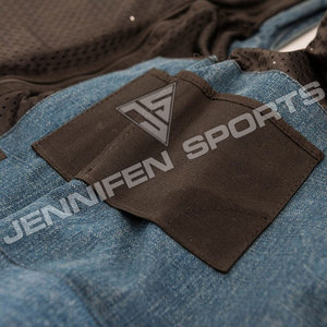 Chaleco de Motociclista sin Mangas para Mujer, 100% Tela Vaquera, Lavado Ácido, Cierre con Patrón a Cuadros, Personalizable, Prenda Exterior Tejida y Transpirable - Product Image 6