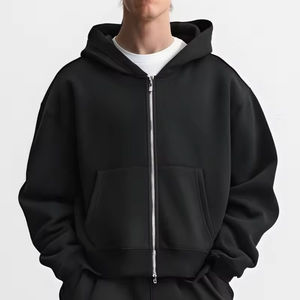 Proveedor de Sudaderas con Capucha Lisas OEM ODM, Sudadera Gráfica de Alta Calidad para Hombre, Corte Holgado, Oversize, Alto Gramaje, Sudadera Corta con Cremallera - Product Image 2